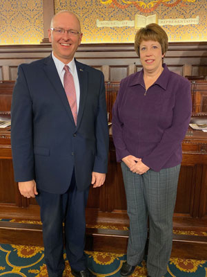Rep. Martin Causer (R-Turtlepoint), chairman of the House Agriculture and Rural Affairs Committee, welcomed McKean County Conservation District Manager Sandy Thompson to the state Capitol Wednesday for a committee meeting to discuss the operations of conservation districts statewide.